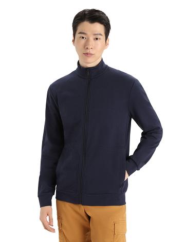 Sweat À Capuche Icebreaker Merino Central II Long Sleeve Zip Homme Bleu Marine | FR 1279AHKP